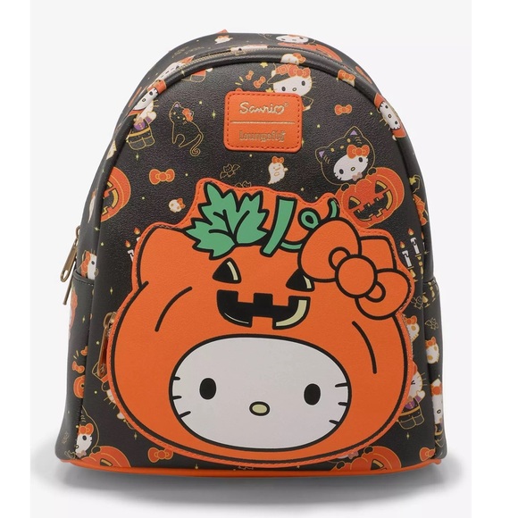 hello kitty backpack halloween NWT Loungefly Hello Kitty Sanrio Halloween Pumpkin Mini Backpack Purse